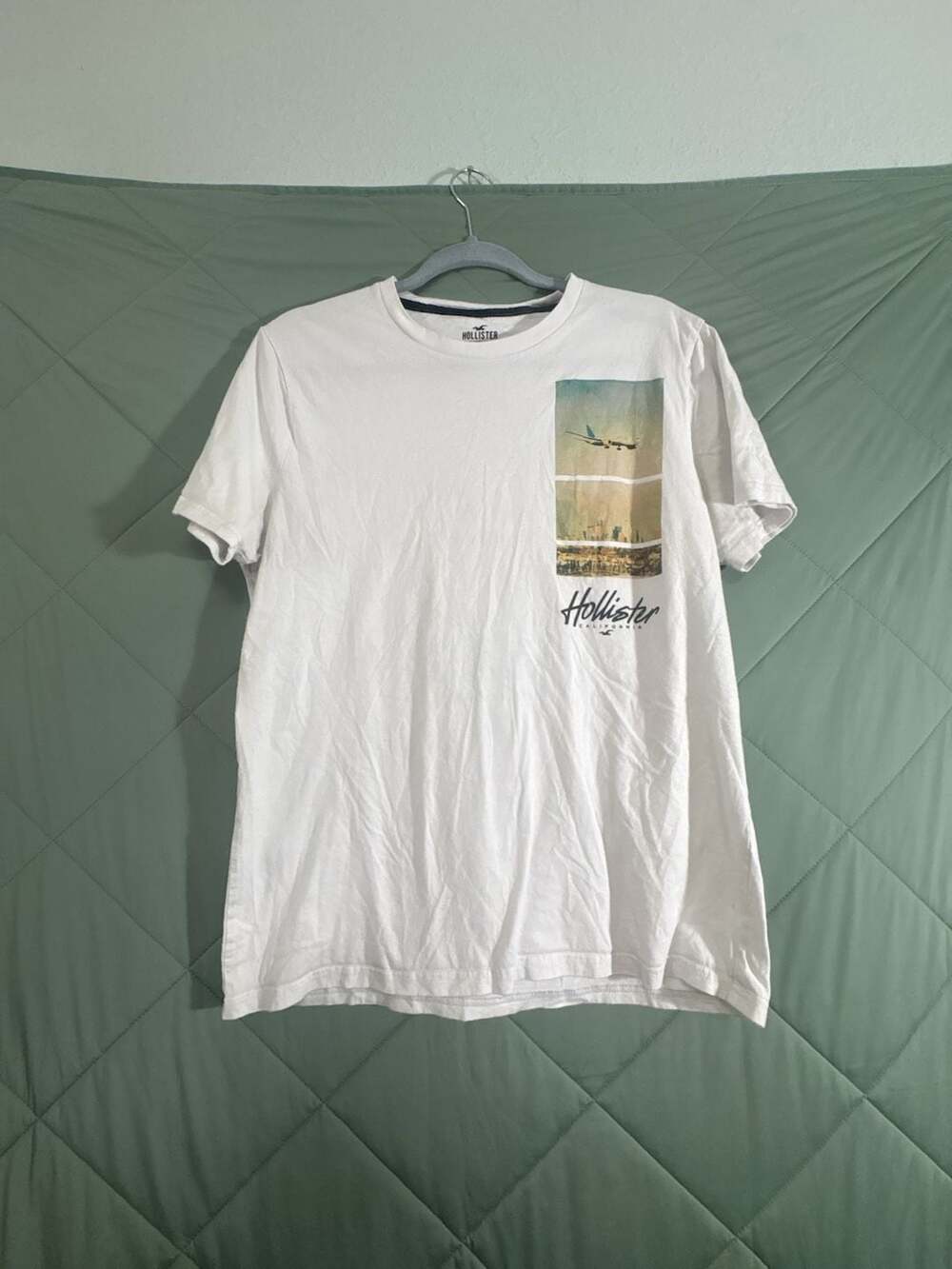 Hollister Los Angeles Graphic T-Shirt Size L White Cotton